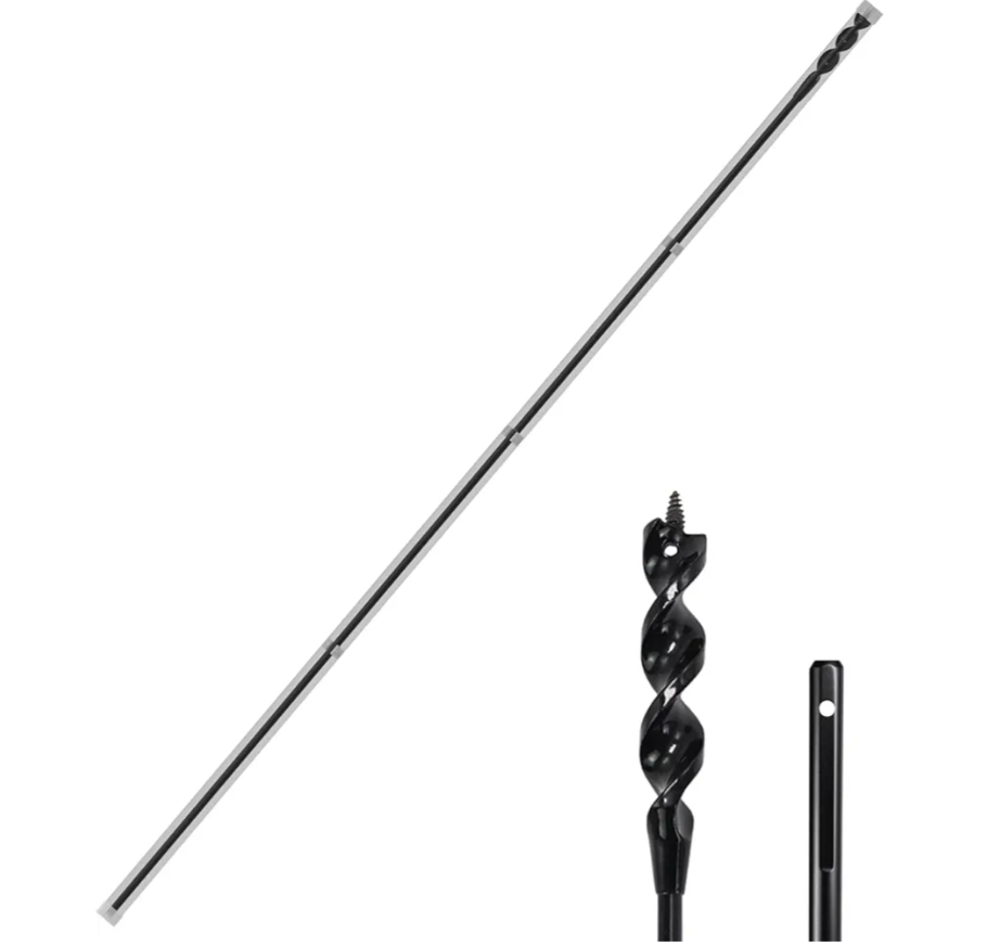 HUAALIUCHE 54-Inch Flexible Installer Drill Bit for Pulling Wires, 3/4" Auger with Screw Point & Fish Eye, 1/4" Anti-Slip Shank - Includes Protective Storage Tube for Walls Ceilings Conduits