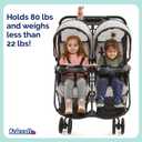 Kolcraft Cloud Plus Lightweight Double Stroller Side-by-Side for Infant Toddler, Compact Folding Travel System with Reclining Seats, Canopies, Storage Basket, Trays, Easy Maneuver - Slate Gray
