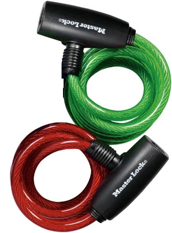 Master Lock Bike Lock Cables with Key, Blue, Green, and Red 2-Pack of Keyed-Alike Bicycle Cable Locks, 6 ft. Long, 8127TRI