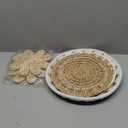 Xuhal Set of 8 Hanging Woven Wall Basket Handmade Decorative Rustic Boho Basket Decor Handcrafted Wicker Round Seagrass Wall Art for Home Kitchen Farmhouse Table Living Room