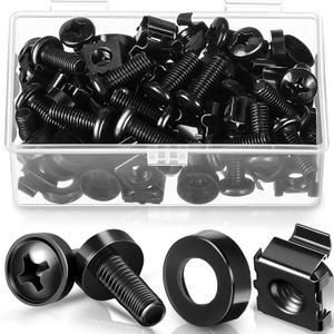 Ripeng 50 Stainless Steel Rack Mount Shelf Screws, Studio Screws with Nylon Washers for Server Rack Stands, Hardware Rails (Size M6 x 16 mm)