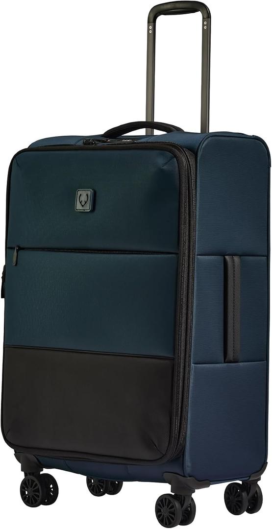 ANTLER - Soft Stripe Medium Luggage - 27" Softside Suitcase, Adjustable Handle, 4 Spinner Wheels, Lightweight, Expandable, TSA Lock - Recycled Polyester Luggage - 71cm, Indigo Blue