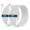 USB C to USB C Cable 6FT+10FT 2Pack 60W iPhone 16 15 Charger Cord Long Type C to C Cable Fast Charging for Apple iPhone 16 15/Pro/Pro Max/Plus/iPad Pro Air/MacBook/Air/Mini/Samsung Galaxy S24/S23
