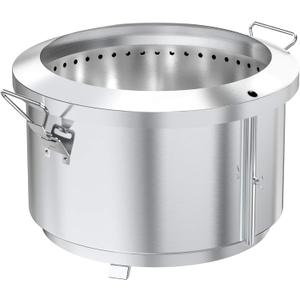 Onlyfire 24 Inch Outdoor Smokeless Fire Pit Stainless Steel Fire Bowl, Portable Wood Burning Stove with Detachable Handles for Backyard Camping