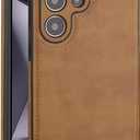 for Samsung Galaxy S24 Ultra Case Leather,Vintage Classic PU Leather Luxury Business Camera Frame Protection Cover,Soft Non-Slip Grip Anti-Scratch Shockproof Case for Samsung Galaxy S24 Ultra (Brown)