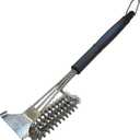 BBQ Butler Bristle Free Grill Brush - 360 Degree Grate Scraper - Safe BBQ Cleaning Grill Brush - Stainless Steel - Grilling Accessories - Gas - Charcoal - Porcelain - Ceramic - BBQ Cleaner