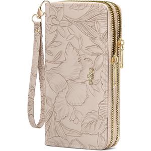 RNIEGA Wallet for Women Clutch Double Zip Around Credit Card Holder Leather Women's Wallet Large Capacity