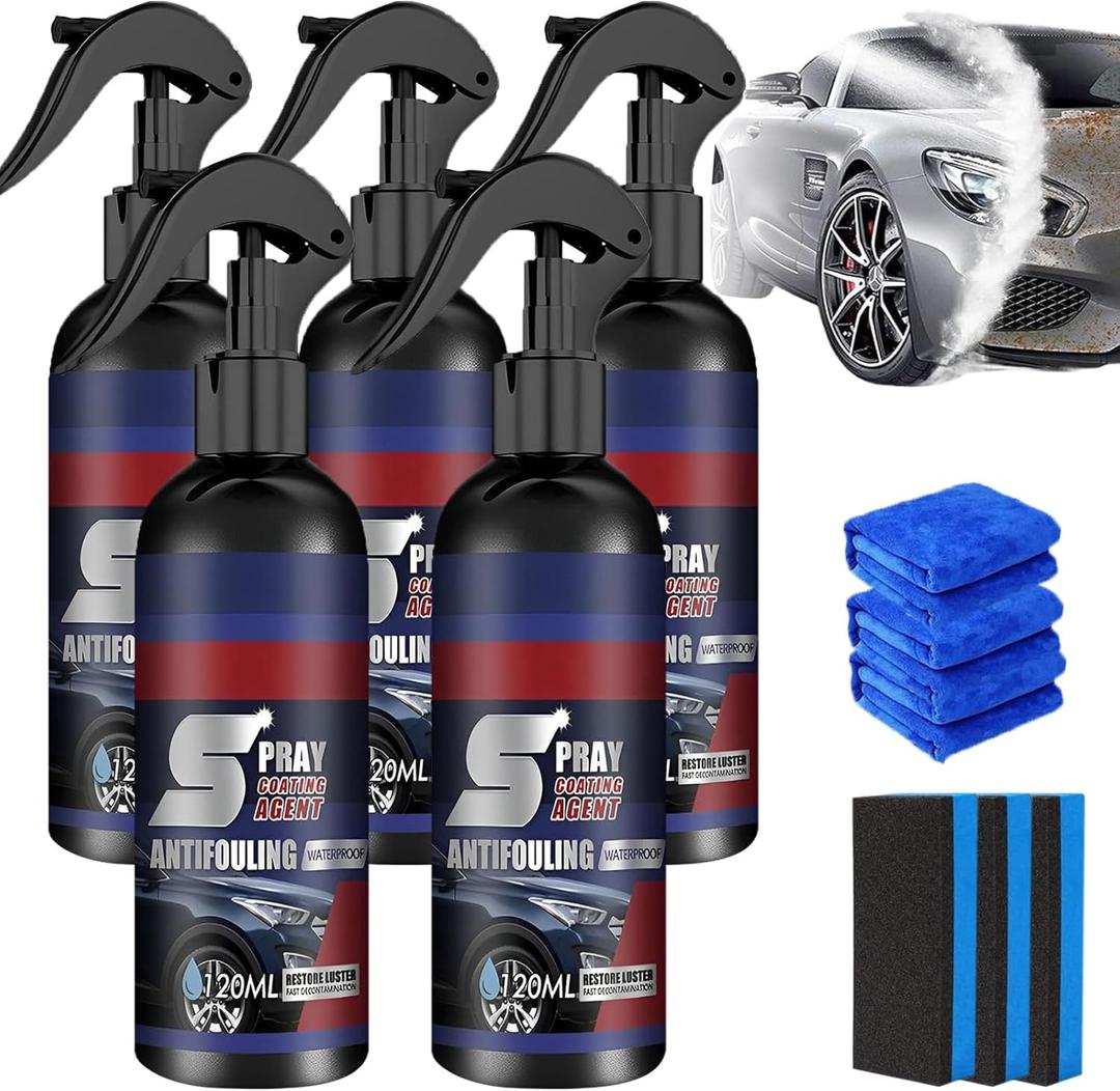 5PC Multi-Functional Coating Renewal Agent,3 in 1 Ceramic Coating for Cars, Spray Coating Agent Car Plastic Refurbish Long-Lasting Protection Quick Drying Formula for Cars Boats