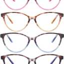 Przene 4 Pack Blue Light Blocking Reading Glasses,Readers for Women and Men with Spring Hinge