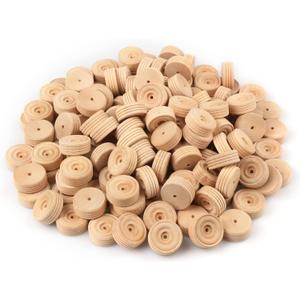 Wooden Wheels, 150 PCS, 1.18 inches, Treaded Wooden Tires Wheels with 0.14" Hole Perfect for DIY Wood Carft Projects and Trucks, Car Models, by GNIEMCKIN..