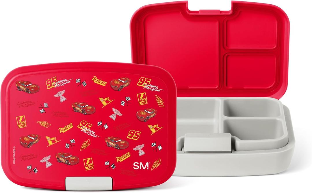 Simple Modern Disney Cars Kids Bento Box, Lunch Box | 3 Compartments | Lightning McQueen Divided Lunch Container for Toddlers, Girls, Boys | BPA Free, Leak Resistant, Dishwasher & Microwave Safe