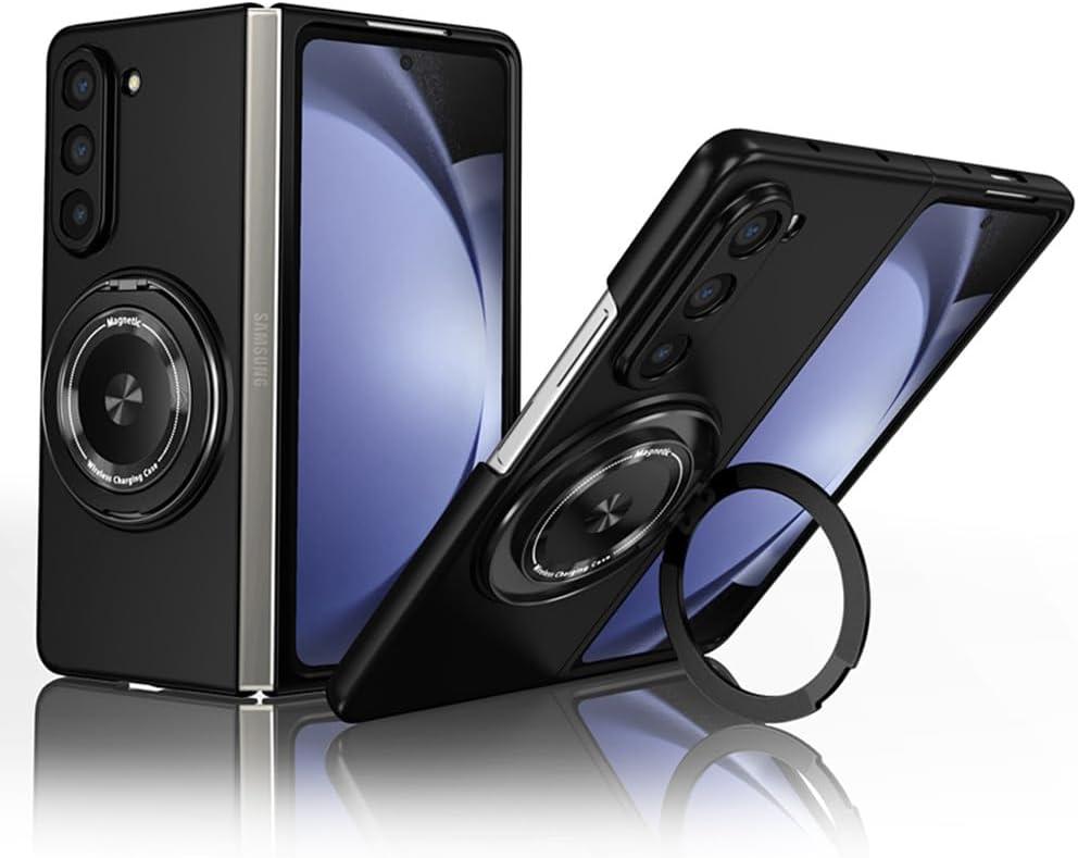 Compatible with Samsung Galaxy Z Fold 5,Magnetic Stand Ring Holder Shockproof Slim Cell Cover Protective,Phone Cover Case for Samsung Galaxy Z Fold (Black)
