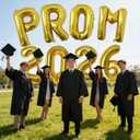 KALOR Gold Prom 2026 Banner Balloons, 42 Inch Mylar Foil letter Graduation Balloons Grad Decoration for Graduation Party Decorations