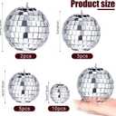 MTLEE 20 Pcs Disco Balls Decorations Party Decor Disco Ball Ornaments Mirror Mini Large Hanging with Rope for Wedding Festival Stage Prop(Silver, 2.4, 2, 1.6, 1.2 Inch)