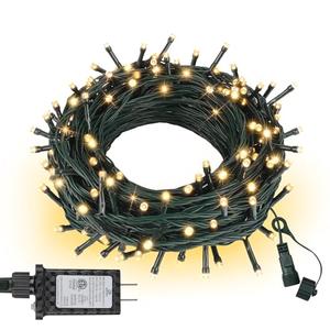 ASENEK Christmas Lights 33FT 100 LED 8 Modes with Timer Connectable Decorative String Lights for Xmas Tree Patio Party Warm White