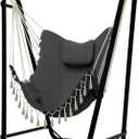 Unique U-Shaped Hammock Chair with Stand,Sturdy & Rust-Resistant,Free Gray Cotton Hammock Chair (Grey)