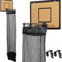 Over the Door Basketball Hoop Laundry Basket ,Wooden Basketball Laundry Hamper with Zipper for Kids Room,Dorm Rooms,Bathroom,Saving Space Storage and Organization (Black)