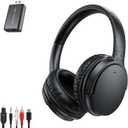 2025 Upgrade Wireless TV Headphones,No Volume Button Design Headsets for Seniors,TV Headphones with Strong Signal Transmitter,Plug and Play,No Audio Delay,Compatible with All TVs (Optical/AUX/RCA/USB)