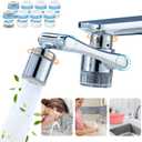 1080Swivel Filter Faucet Extender Aerator - 8 Pcs Replacement Water Filter, 1080+360Rotating Robotic Arm 2 Mode Splash Filter, Solid Brass Faucet Sprayer Universal For Bathroom Kitchen Laundry Sink