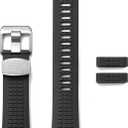 Crafter Blue CB12 Curved End Watch Band Rubber Strap Replacement for Seiko Turtle Prospex Automatic Dive Watch (Black)