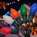 C9 LED Multicolor Christmas Light, 25FT Vintage Christmas Lights with 26 Ceramic LED Bulbs(1 Spare), Hanging Connectable Christmas Tree Roofline Lights for Patio Garden Holiday Home Christmas Decor