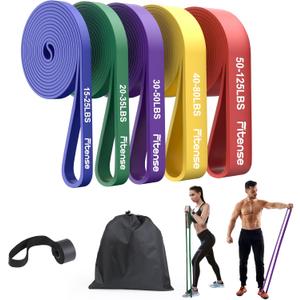 Resistance Bands Set - Fitense Pull Up Bands with 5 Resistance Levels 15-125 LBS for Men Women, Exercise Bands Resistance with Door Anchor, Training Poster & Pouch for Body Stretching, Pull Up Assist
(Colorful-red/yellow/purple/green/blue)