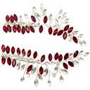 BETITETO Wedding Hair Clip Combs, 2Pcs Red White Green Rhinestone Bridal Hair Vine Piece Accessories for Women Girls Party Birthday (Red)