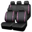 CAR PASS Bling Diamond Car Seat Covers Full Set, Shining Rhinestone Waterproof Faux Leather, Rear with Zipper, Universal Fit Automotive Glitter Crystal Sparkle Strips for Women Girl, Black Pink