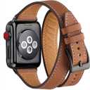 Bestig Bands Compatible with Apple Watch Band 40mm 41mm 38mm 42mm(Series 10 11) Women Men, Genuine Leather Double Tour Designed Slim Thin Strap for iWatch SE1/2/3 Ultra 3/2/1 Series 9 8 7 6 5 4 3 2 1