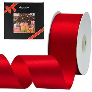 Solid Color Double Faced Red Satin Ribbon 2" X 25 Yards, Ribbons Perfect for Crafts, Wedding Decor, Bows Bouquet, Sewing, Christmas Gift Wrapping