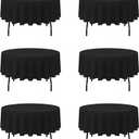 BRILLMAX 6 Pack Black Round Tablecloths 70 Inch for 30-48 Tables - 150 GSM Polyester Fabric, Standard Drop, Water, Stain & Wrinkle Resistant Cloth Cover for Wedding Reception Banquet Dining Party
