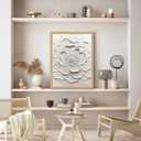 skysoon Abstract Floral Wall Art on White Canvas with Wooden Frame Acrylic Style Flower Painting Print, Modern Minimalist Picture Wall Decor 16x24 Inch