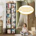 Aheaplus 6 Tier Rotating Bookshelf Tower, Revolving Bookcase, Rustic Brown, 6 Tier, 71" H