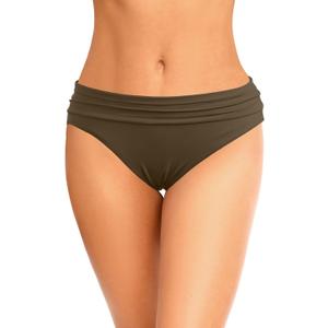 Zmart Women Full Coverage Ruched Bikini Bottoms Tummy Control Swim Bottoms Scrunch Ruffle Bathing Suit Bottom (Brown, M)
