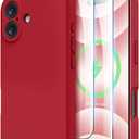 OTOFLY Compatible with iPhone 16 Case, Compatible with MagSafe, Shockproof Magnetic Silicone Case for iPhone 16,[Military Grade Protection] [2 Pack Screen Protectors], Red