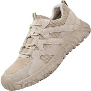 Steel Toe Shoes for Women Men  Lightweight Slip Resistant Safety Work Shoe with Impact & Puncture Resistance for Protection (8 Women/6.5 Men, Khaki)