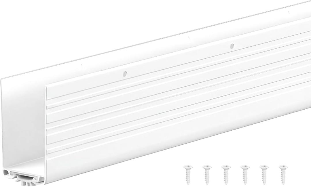 Yaocom 1 Pack U Shape Screw on Under Door Seal 48 Inch Aluminum and Rubber Door Threshold Extension with Draft Stopper for Home Prevents Hot, Cold Air, Dust, Insects, Suitable for 1-3/4 Inch, White