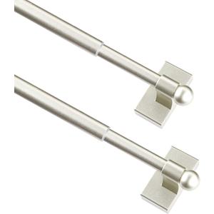 Magnetic Curtain Rods Multi-Use Adjustable Appliance Metal Doors Magnetic Rods, 9-16 Inch, 1/2 Inch Diameter, 2 Pack,Nickel