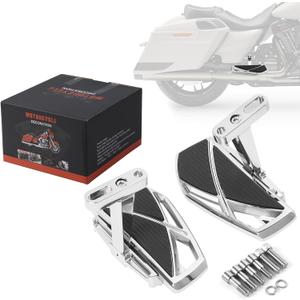 Passenger Floorboards with Mount Bracket Kits Motorcycle Floorboards Compatible with 1993-2025 Touring Road Glide Street Glide Road King (Chrome)