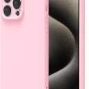 For iPhone 15 Pro Max Case Silicone, Rectangle Edge Cute Y2k Phone Case for Women Girl, Thin Protective Aesthetic Girly Design Soft Rubber with Camera Cover, Pink