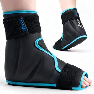 NEWGO Foot Ice Pack Wrap for Plantar Fasciitis Relief, 360 Full Coverage Reusable Gel Ice Boot for Heel & Ankle Pain, Cold Compression for Swelling, Achilles Tendonitis & Ankle Sprain- Black