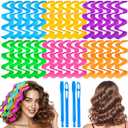 30 Pcs Heatless Hair Curlers Wave Curls Styling Kit with 2 Pcs Styling Hooks, No Heat Hair Curlers Heatless Wave Curlers for Women Girls Long Medium Short Hair (6 Colors, 30 cm/11.81 inch)