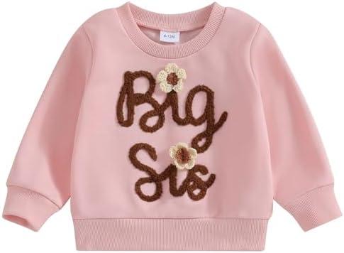 DOSYZTO Toddler Baby Girl Long Sleeve Ruffle Sweatshirt Tops Basic Solid Color Oversized Sweater Shirts Kid Fall Clothes 90