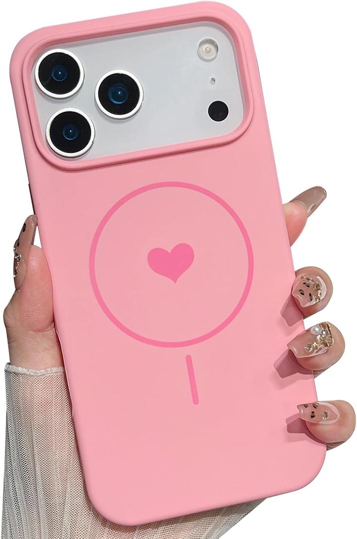 Magnetic Case for iPhone 17 Pro Max Case Cute Heart Women Girly Magnetic Compatible with MagSafe Shockproof Drop Protection Slim Phone Cases
