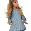 APRIL GIRL Flower Girl Dress, Lace Dress 3/4 Sleeve (Gray, 4T), 170