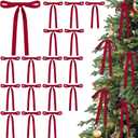 Glitinsel 24 Pcs Velvet Bows Christmas Tree Ornaments Vintage Double Faced Velvet Ribbon Bows for Tree Garland Wreath Indoor Outdoor Xmas(5 x 7 Inch, Width of 5/8",Burgundy)