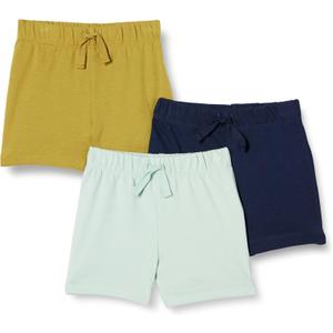 Amazon Essentials Unisex Babies' Cotton Pull-On Shorts, Multipacks (Olive/Pale Mint Green/Navy)