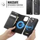 Wallet Case for iPhone 14 Pro Max Compatible with Magsafe, 2-in-1 PU Leather Flip RFID Blocking Card Holder Stand Shockproof Magnetic Detachable Cover for iPhone 14 Pro Max Case 6.7", Black