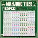 Blue Ocean Engraved Themed Engraved American Mahjong Tile Set 160 Quality White Tile (1.2 Inch, Tiles Only) Nautical Mini American Mahjong Game for Ideal Gift(Golf Style)