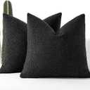 20x20 Boucle Throw Pillow Covers, Set of 2, Black